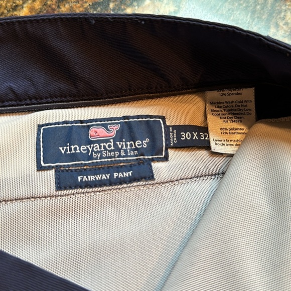 Vineyard Vines Men's Navy Stretch Flat Front Straight Leg Fairway Golf Pants - Picture 2 of 7